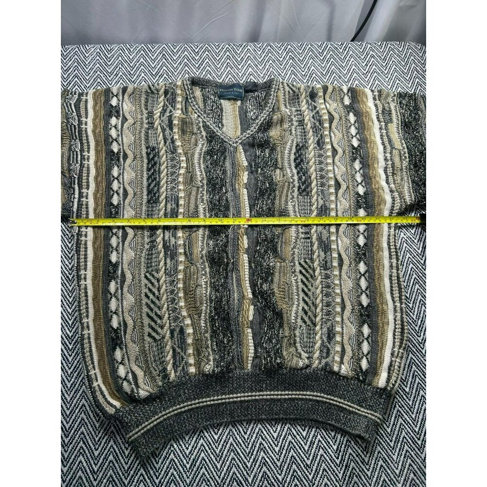 Vintage Florence Tricot Italy Grandpa Coogi Knit Sweater Abstract Pattern L V-Ne - Picture 4 of 6